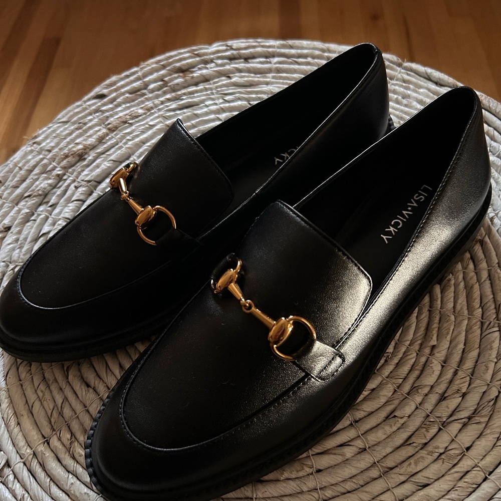 Women’s Black Loafers with Gold Detail LISA VICKY